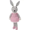 Doudou lapin au crochet rose avec hochet
