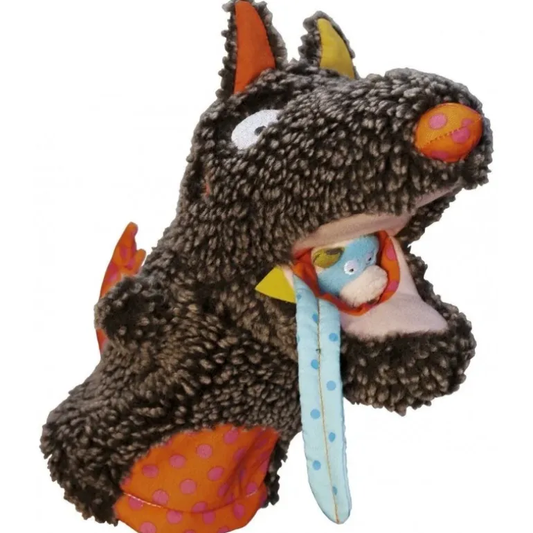 Doudou marionnette Louloup le loup et ses 3 petites marionnettes de doigts