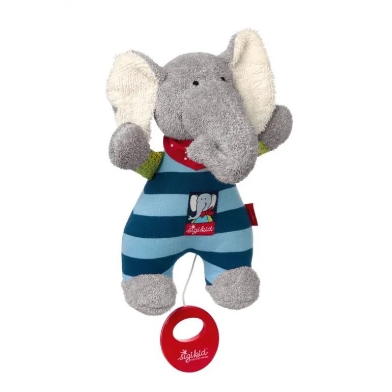 Doudou peluche musicale éléphant Lolo Lombardo, Blue
