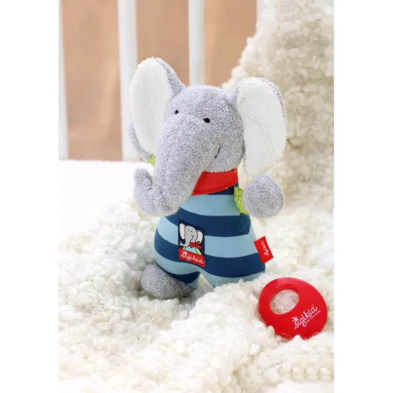 Doudou peluche musicale éléphant Lolo Lombardo, Blue