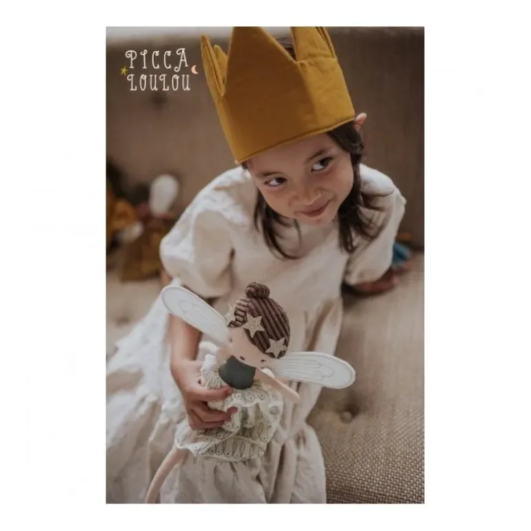 Fée Mathilda avec robe écrue - 35 cm - Picca Loulou