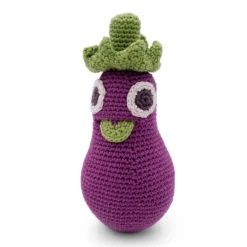Hochet aubergine Régine en coton bio