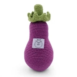 Hochet aubergine Régine en coton bio