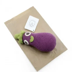 Hochet aubergine Régine en coton bio