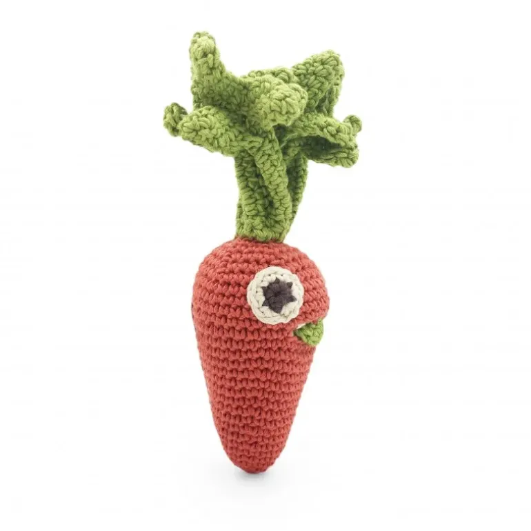 Hochet en coton bio - Charlotte la Mini Carotte