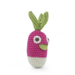 Hochet mini radis Gigi en coton bio