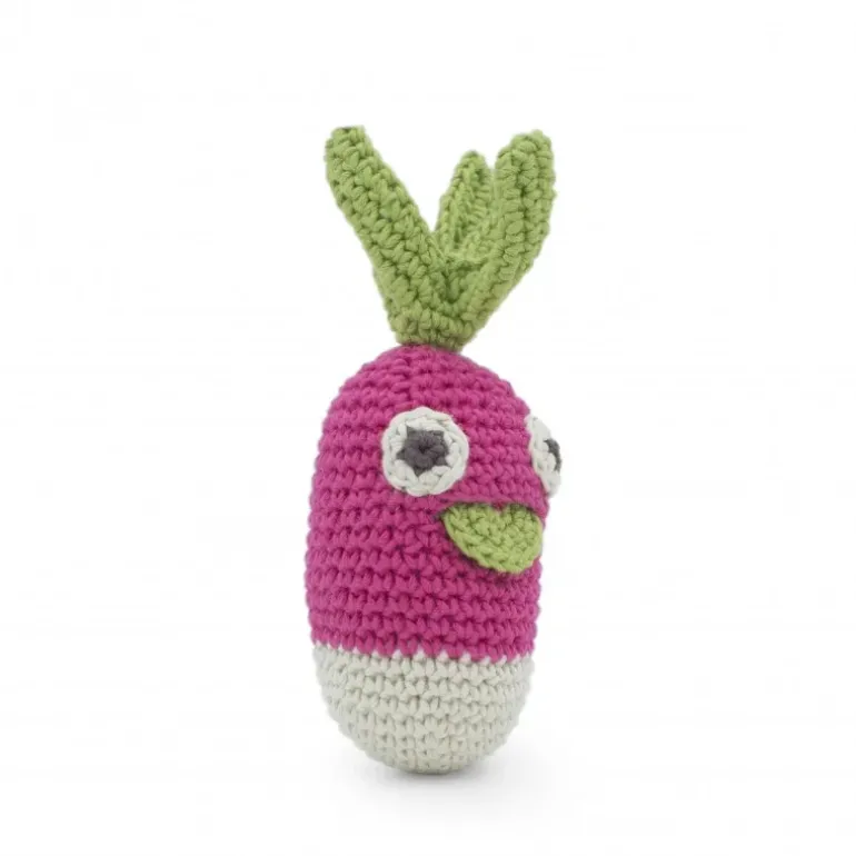 Hochet mini radis Gigi en coton bio