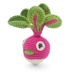 Hochet mini radis rond Louie en coton bio