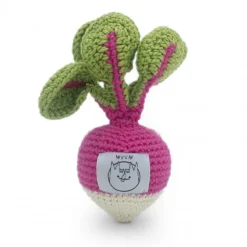 Hochet mini radis rond Louie en coton bio