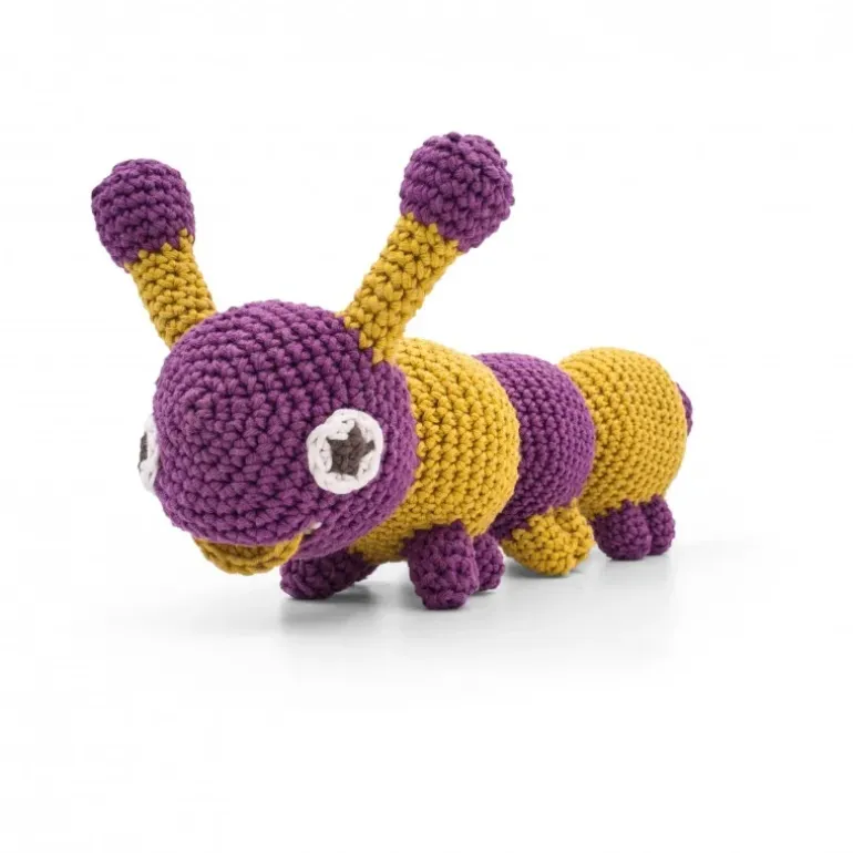 Jouet Apaisant Chester la chenille violette 100% coton bio