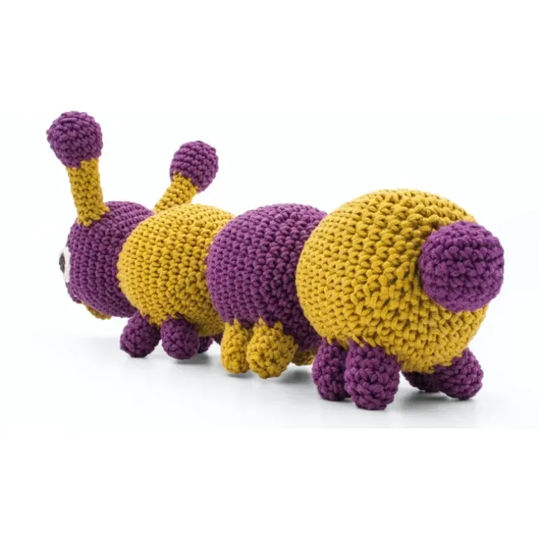Jouet Apaisant Chester la chenille violette 100% coton bio