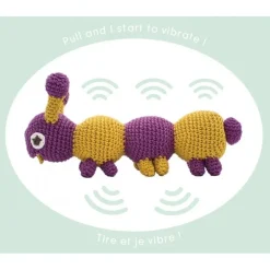 Jouet Apaisant Chester la chenille violette 100% coton bio