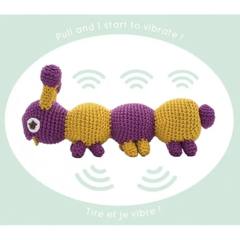 Jouet Apaisant Chester la chenille violette 100% coton bio