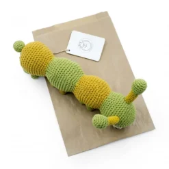 Jouet Apaisant Chiara la chenille verte 100% coton bio