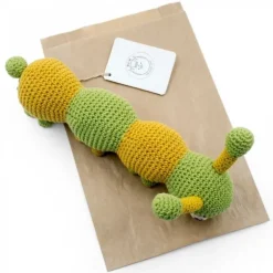 Jouet Apaisant Chiara la chenille verte 100% coton bio