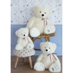 Ours en peluche - L'OURS FRANCAIS 65 cm - Blanc poudré