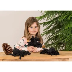 Peluche araignée noire - 16 cm
