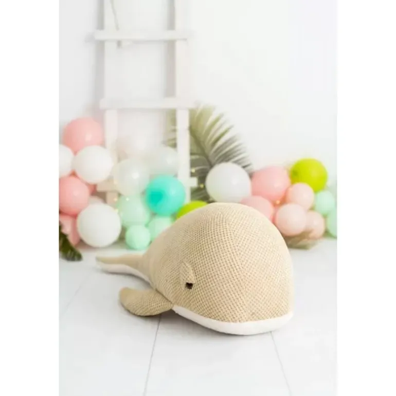 Peluche baleine beige en crochet MAXI
