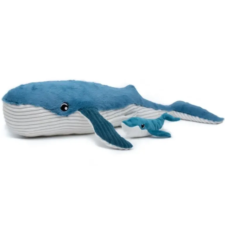 Peluche baleine géante et son bébé Gravillou bleue