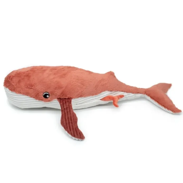 Peluche baleine géante et son bébé Gravillou terracotta