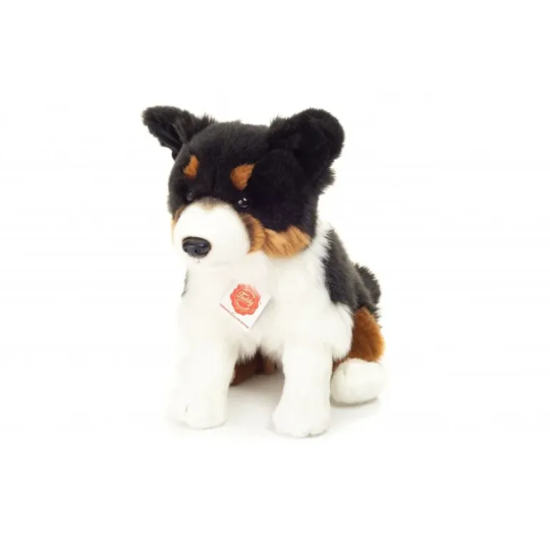 Peluche Border Collie tricolore assis - 30 cm