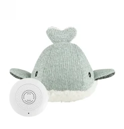 Peluche bruit blanc baleine Moby vert d'eau rechargeable