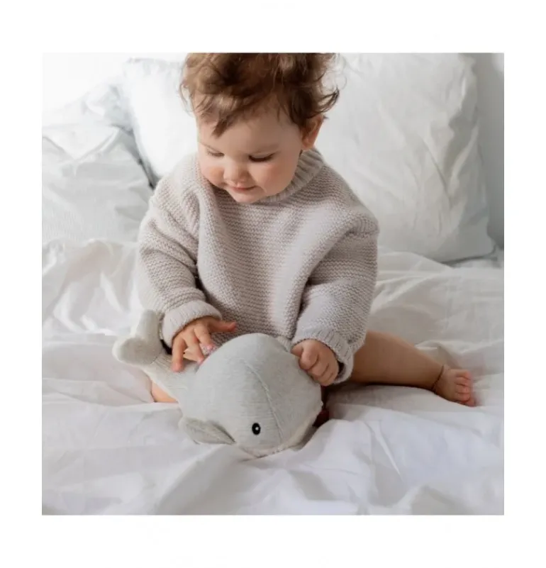 Peluche bruit blanc baleine Moby gris rechargeable