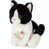 Peluche chat assis noir et blanc - 20 cm