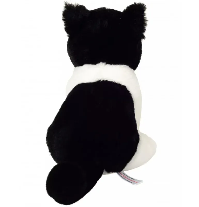 Peluche chat assis noir et blanc - 20 cm