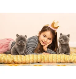 Peluche chat chartreux assis - 20 cm