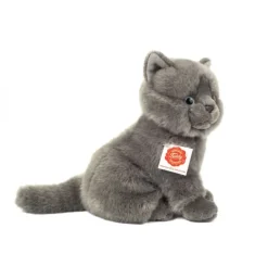 Peluche chat chartreux assis - 20 cm