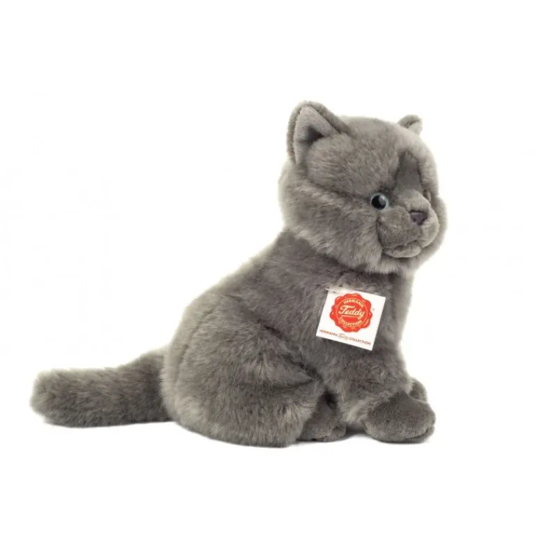 Peluche chat chartreux assis - 20 cm