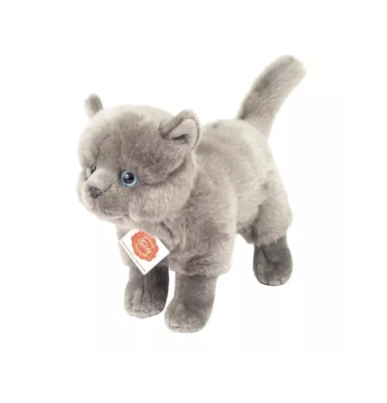 Peluche chat chartreux debout - 20 cm
