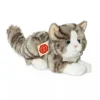 Peluche chat gris couché - 20 cm