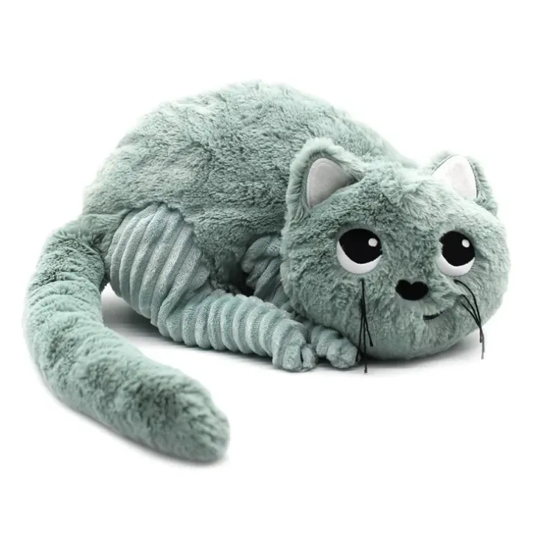 Peluche chat Miaou maman et son bébé vert menthe