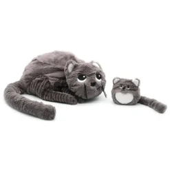 Peluche chat Miaou maman et son bébé gris