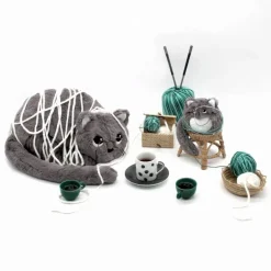 Peluche chat Miaou maman et son bébé gris