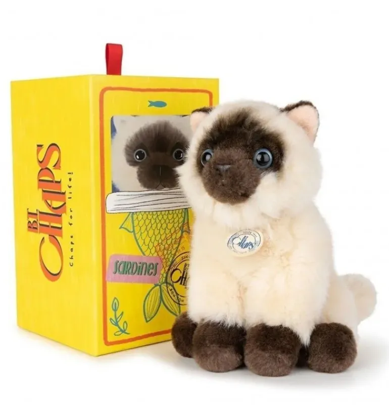 Peluche chat siamois Eddie en boîte cadeau - 17 cm