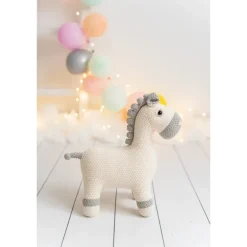 Peluche cheval en crochet MINI blanc cassé