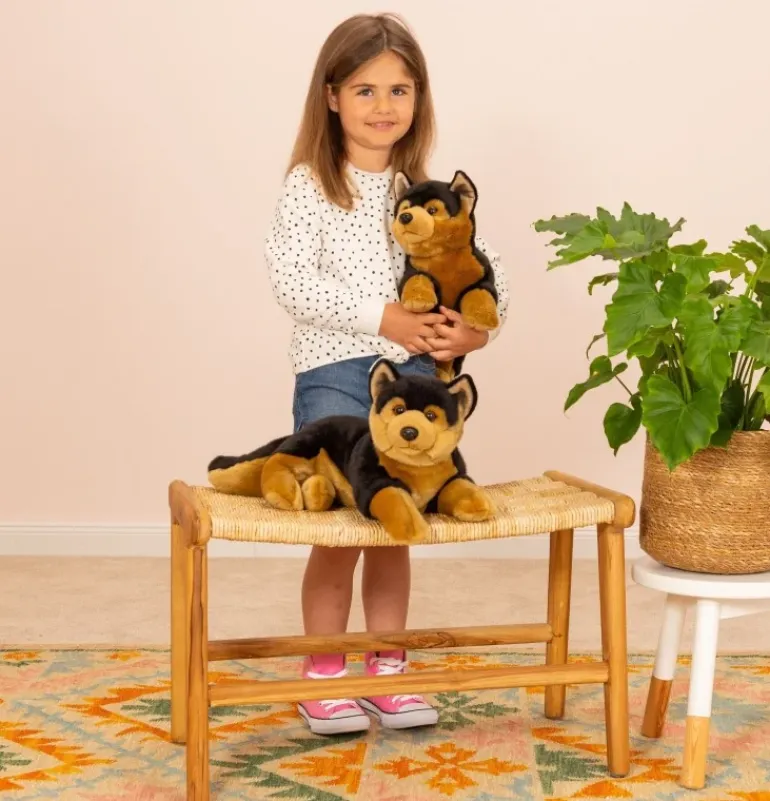 Peluche chien berger allemand couché - 45 cm
