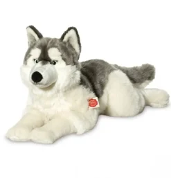 Peluche chien Husky couché - 60 cm
