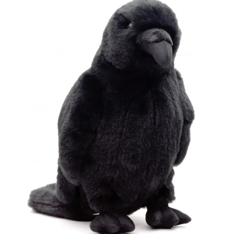 Peluche corbeau noir - 23 cm