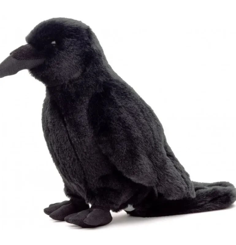 Peluche corbeau noir - 23 cm