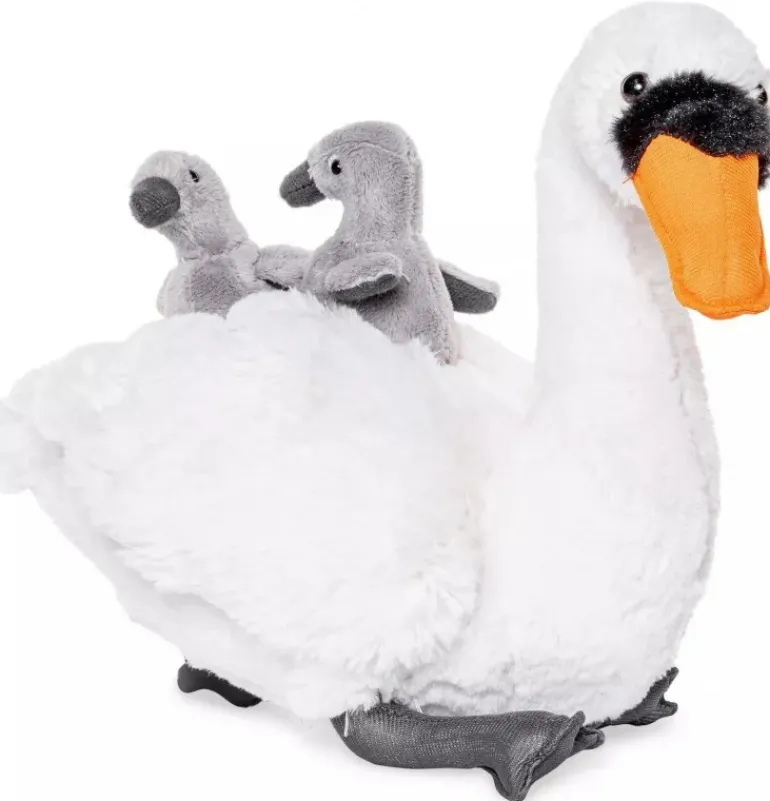 Peluche cygne avec bébés - 24 cm