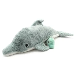 Peluche dauphin Tofou maman et son bébé menthe