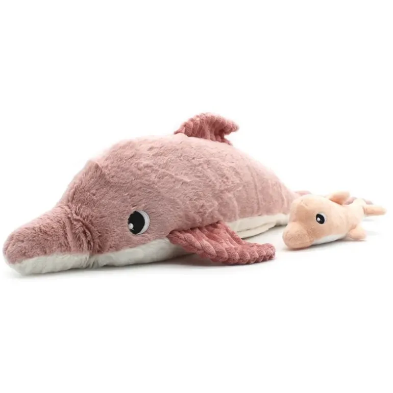 Peluche dauphin Tofou maman et son bébé rose