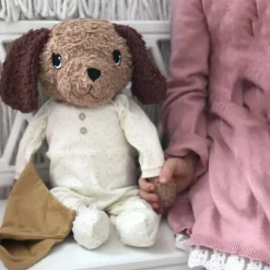 Peluche doudou chien Ticki crème