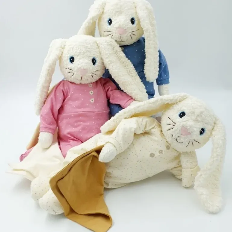Peluche doudou lapin Hoopsi bleu