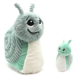 Peluche escargot Speedou maman et son bébé vert menthe