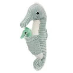 Peluche hippocampe Papadou papa/bébé menthe